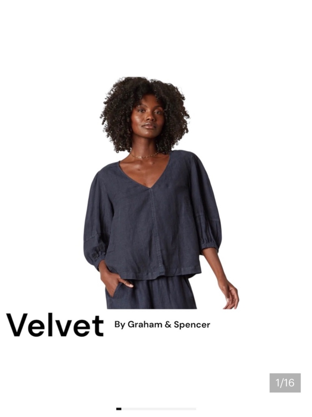 Velvet by Graham & Spencer Deep Navy V-Neck Top